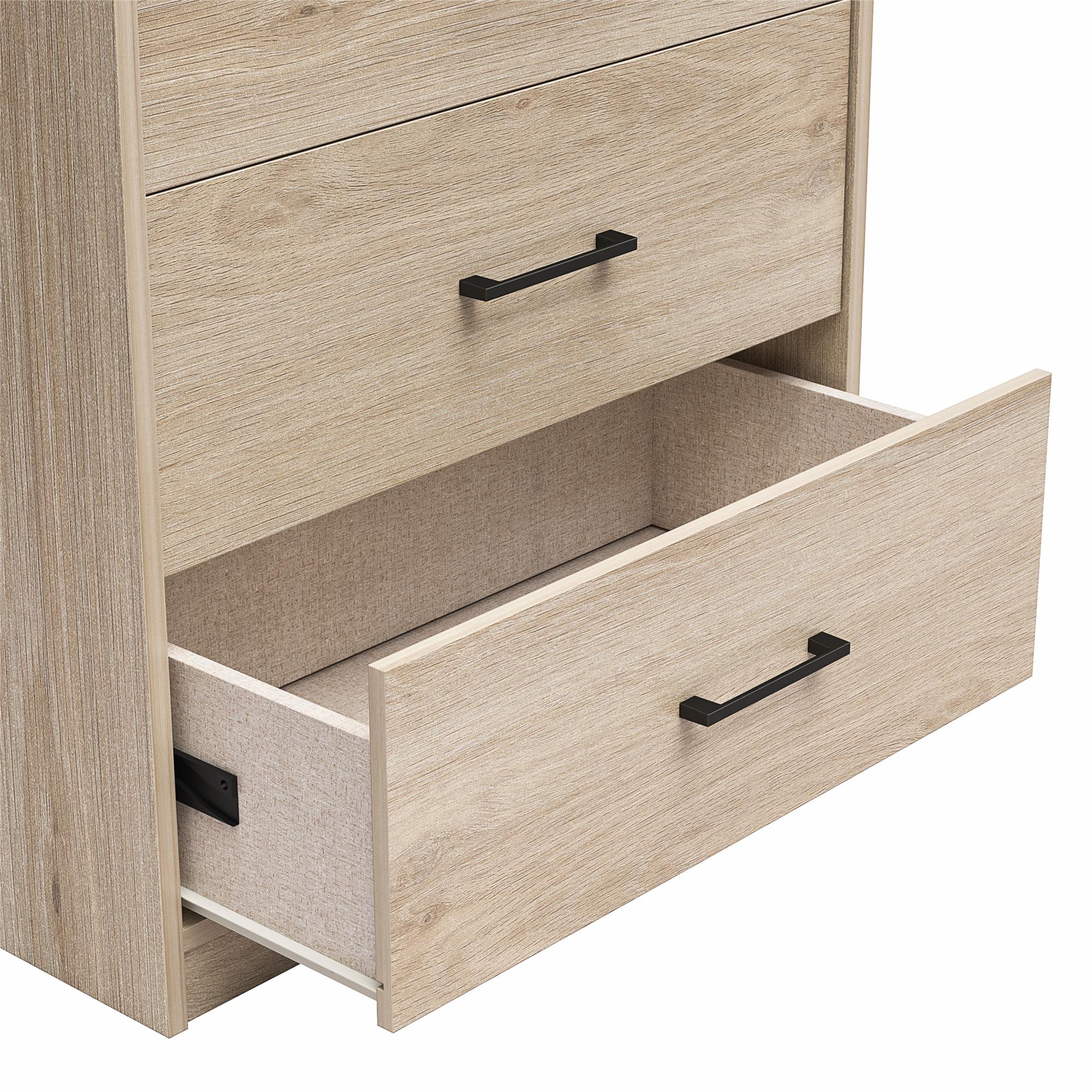 Ameriwood Home BrEZ Build Pearce Tall 5 Drawer Dresser - Blonde Oak - 5 Drawer
