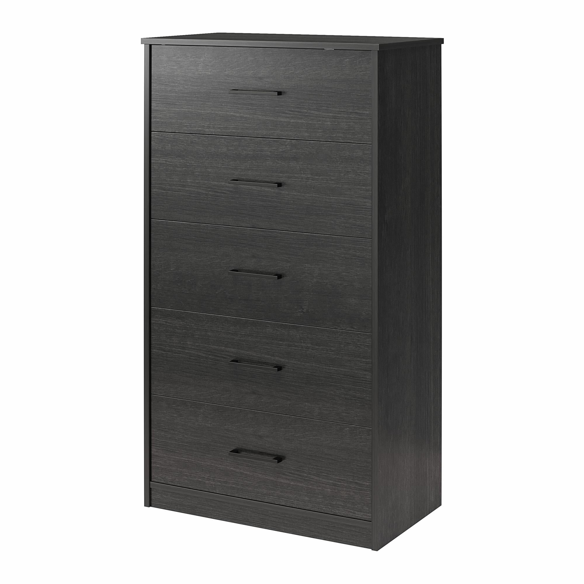 Ameriwood Home BrEZ Build Pearce Tall 5 Drawer Dresser - Black Oak - 5 Drawer