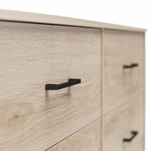 Ameriwood Home BrEZ Build Pearce Wide 6 Drawer Dresser - Blonde Oak - 6 Drawer