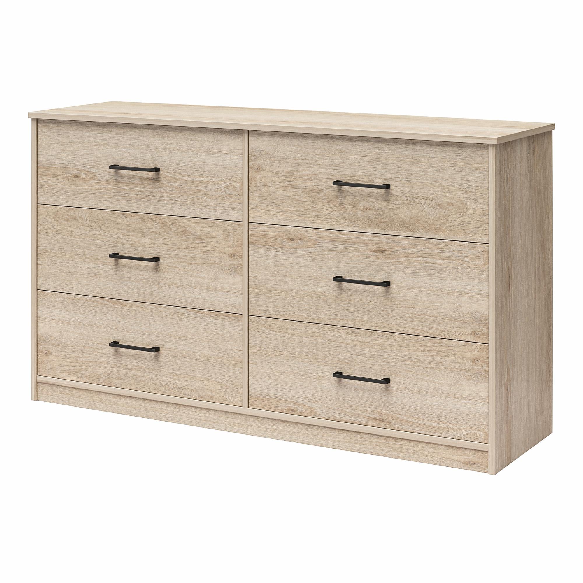 Ameriwood Home BrEZ Build Pearce Wide 6 Drawer Dresser - Blonde Oak - 6 Drawer
