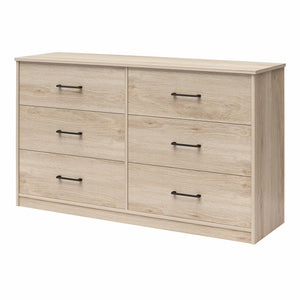 Ameriwood Home BrEZ Build Pearce Wide 6 Drawer Dresser - Blonde Oak - 6 Drawer