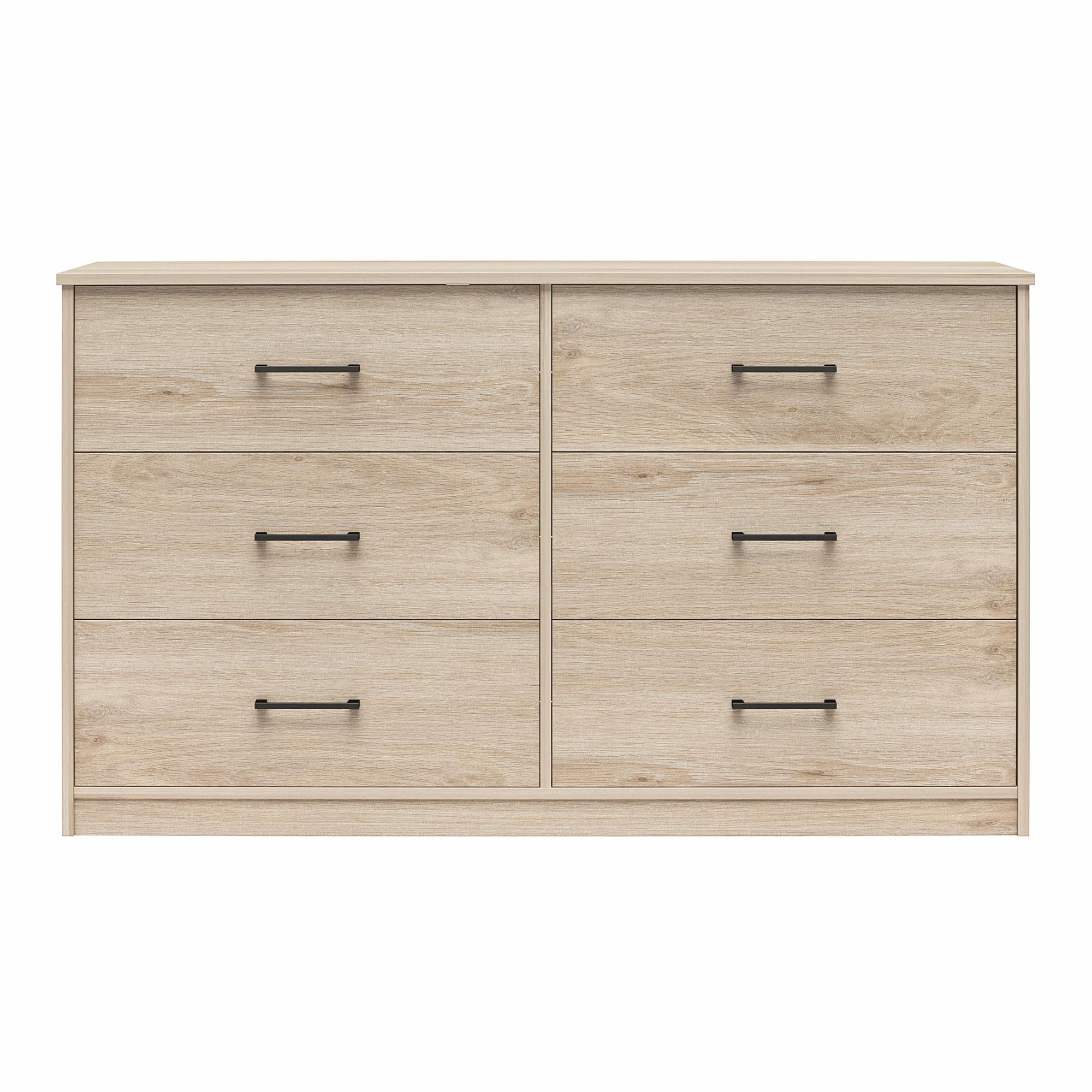 Ameriwood Home BrEZ Build Pearce Wide 6 Drawer Dresser - Blonde Oak - 6 Drawer