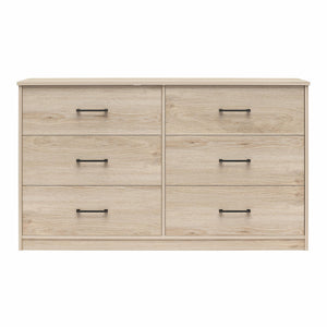 Ameriwood Home BrEZ Build Pearce Wide 6 Drawer Dresser - Blonde Oak - 6 Drawer