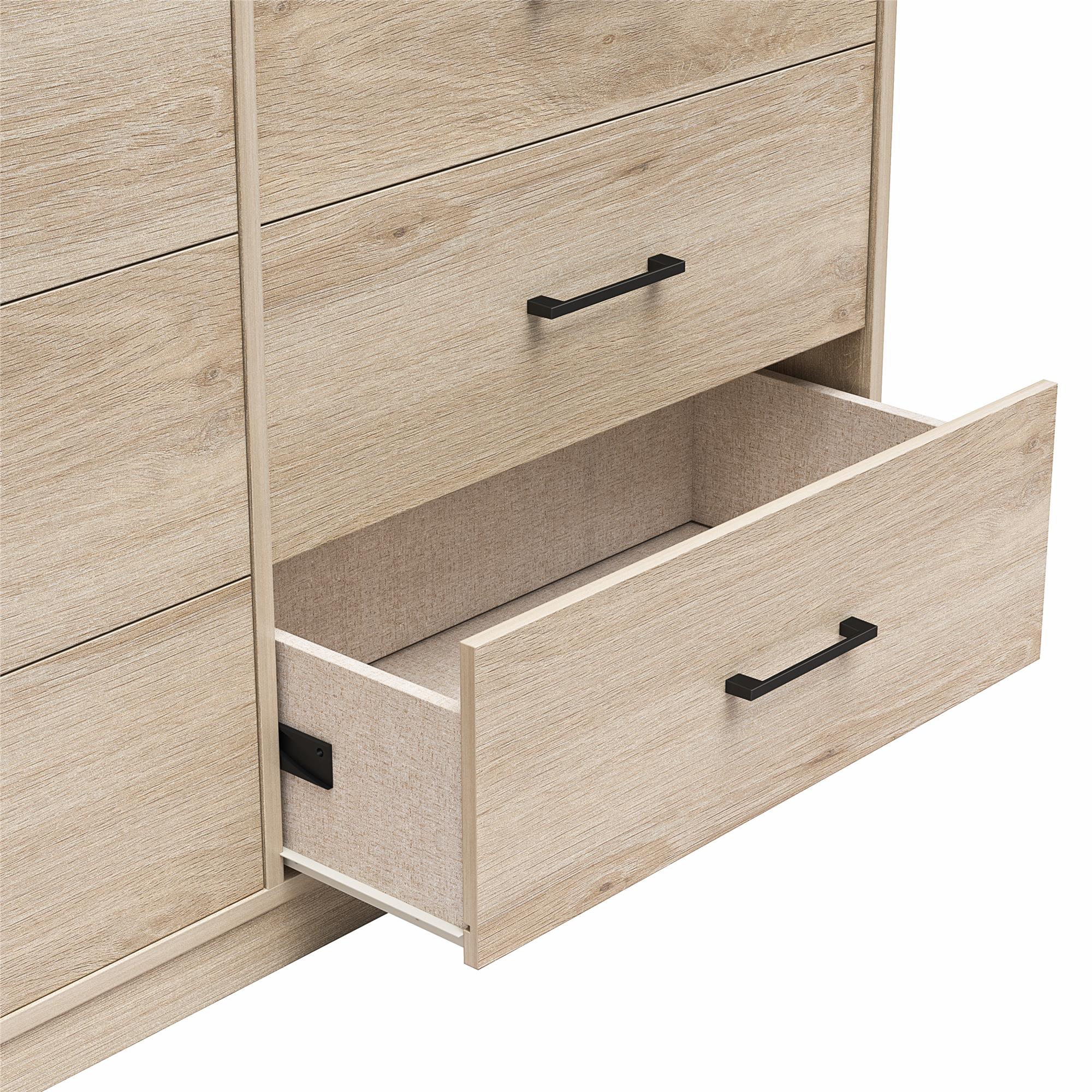 Ameriwood Home BrEZ Build Pearce Wide 6 Drawer Dresser - Blonde Oak - 6 Drawer