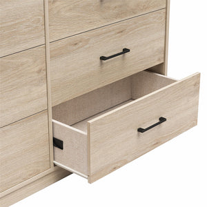 Ameriwood Home BrEZ Build Pearce Wide 6 Drawer Dresser - Blonde Oak - 6 Drawer