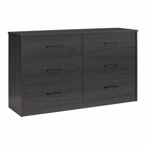 Ameriwood Home BrEZ Build Pearce Wide 6 Drawer Dresser - Black Oak - 6 Drawer