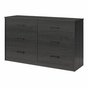 Ameriwood Home BrEZ Build Pearce Wide 6 Drawer Dresser - Black Oak - 6 Drawer