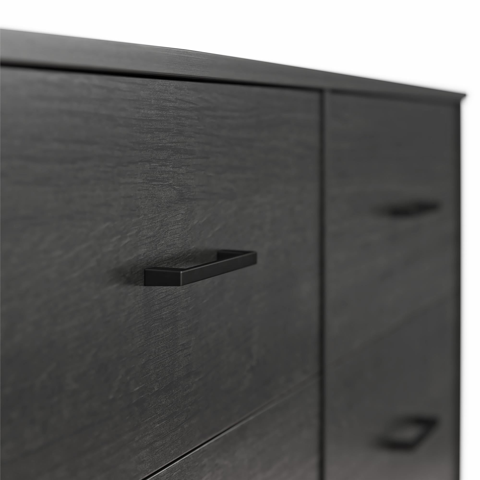 Ameriwood Home BrEZ Build Pearce Wide 6 Drawer Dresser - Black Oak - 6 Drawer