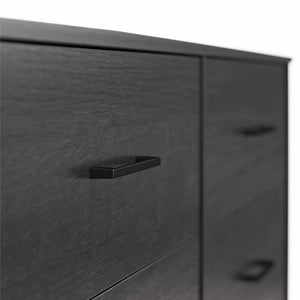 Ameriwood Home BrEZ Build Pearce Wide 6 Drawer Dresser - Black Oak - 6 Drawer