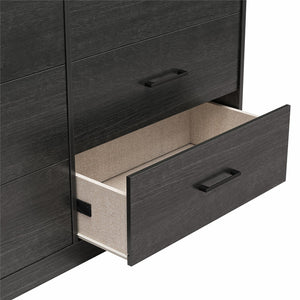 Ameriwood Home BrEZ Build Pearce Wide 6 Drawer Dresser - Black Oak - 6 Drawer