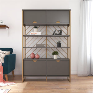 CosmoLiving Brielle Shoe Storage Bookcase & Room Divider - Graphite Grey