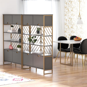 CosmoLiving Brielle Shoe Storage Bookcase & Room Divider - Graphite Grey