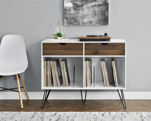 Novogratz Concord Turntable Stand with Drawers - Dark Walnut/White