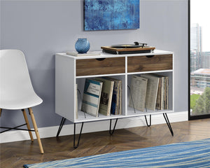 Novogratz Concord Turntable Stand with Drawers - Dark Walnut/White