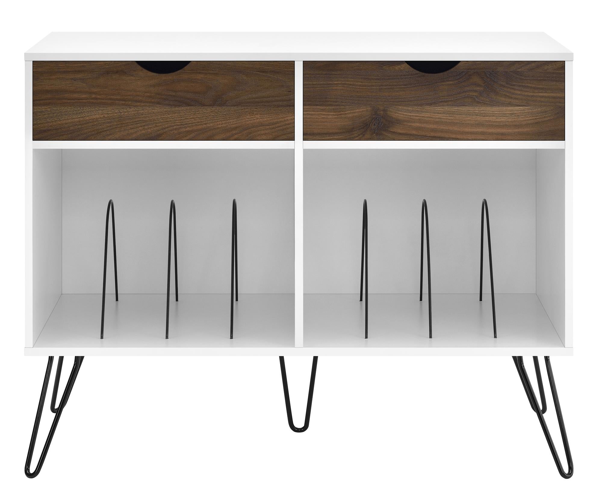 Novogratz Concord Turntable Stand with Drawers - Dark Walnut/White