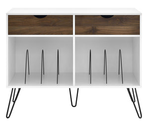 Novogratz Concord Turntable Stand with Drawers - Dark Walnut/White
