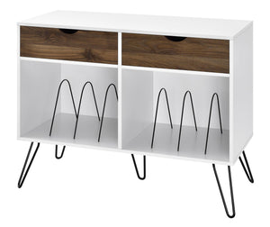 Novogratz Concord Turntable Stand with Drawers - Dark Walnut/White