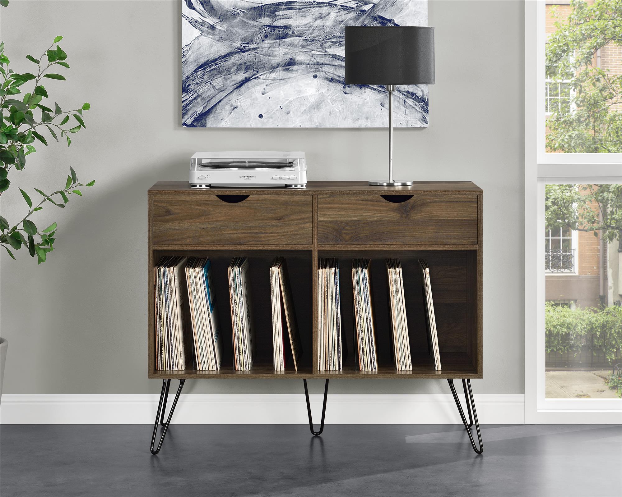 Novogratz Concord Turntable Stand with Drawers - Florence Walnut