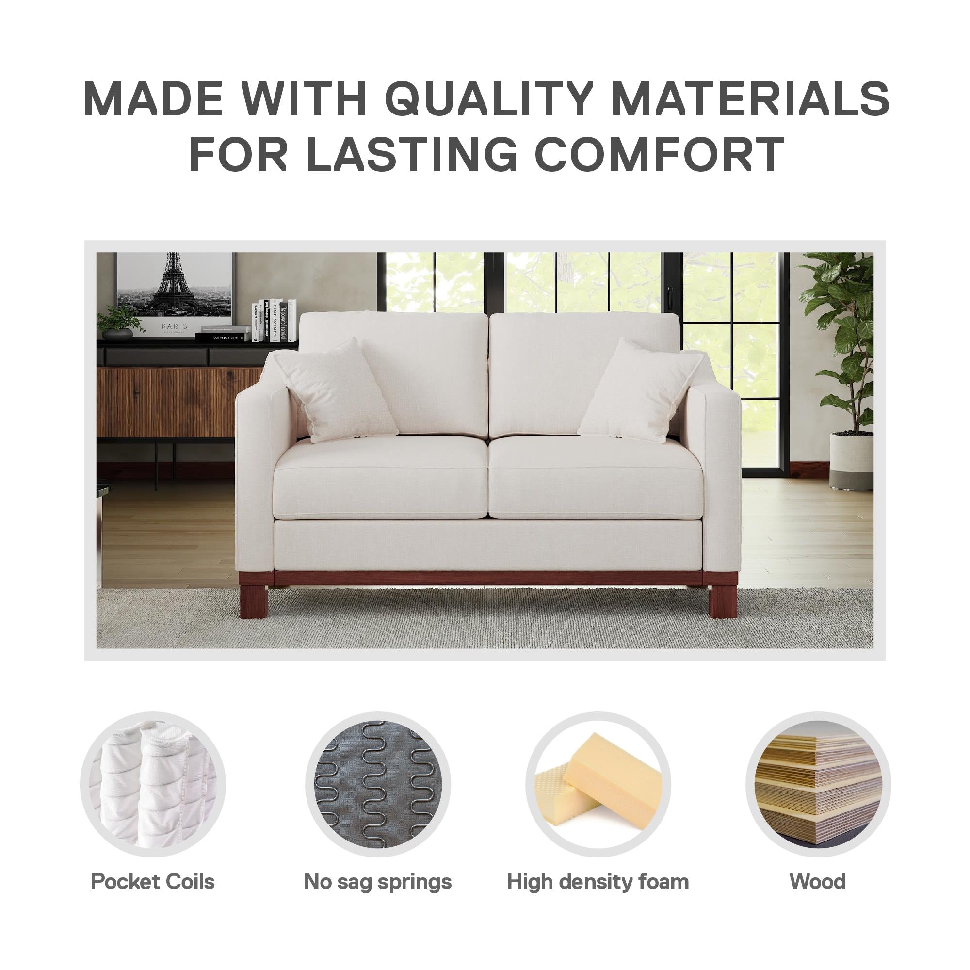 DHP Brooklyn Loveseat - Beige - 2-Seater