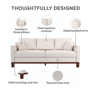 DHP Brooklyn Sofa - Beige - 3-Seater