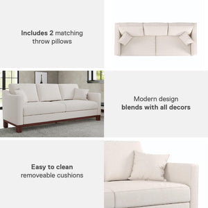 DHP Brooklyn Sofa - Beige - 3-Seater