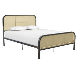 Mr. Kate Roxanne Metal and Cane Bed - Black - Queen