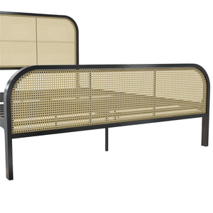 Mr. Kate Roxanne Metal and Cane Bed - Black - Queen