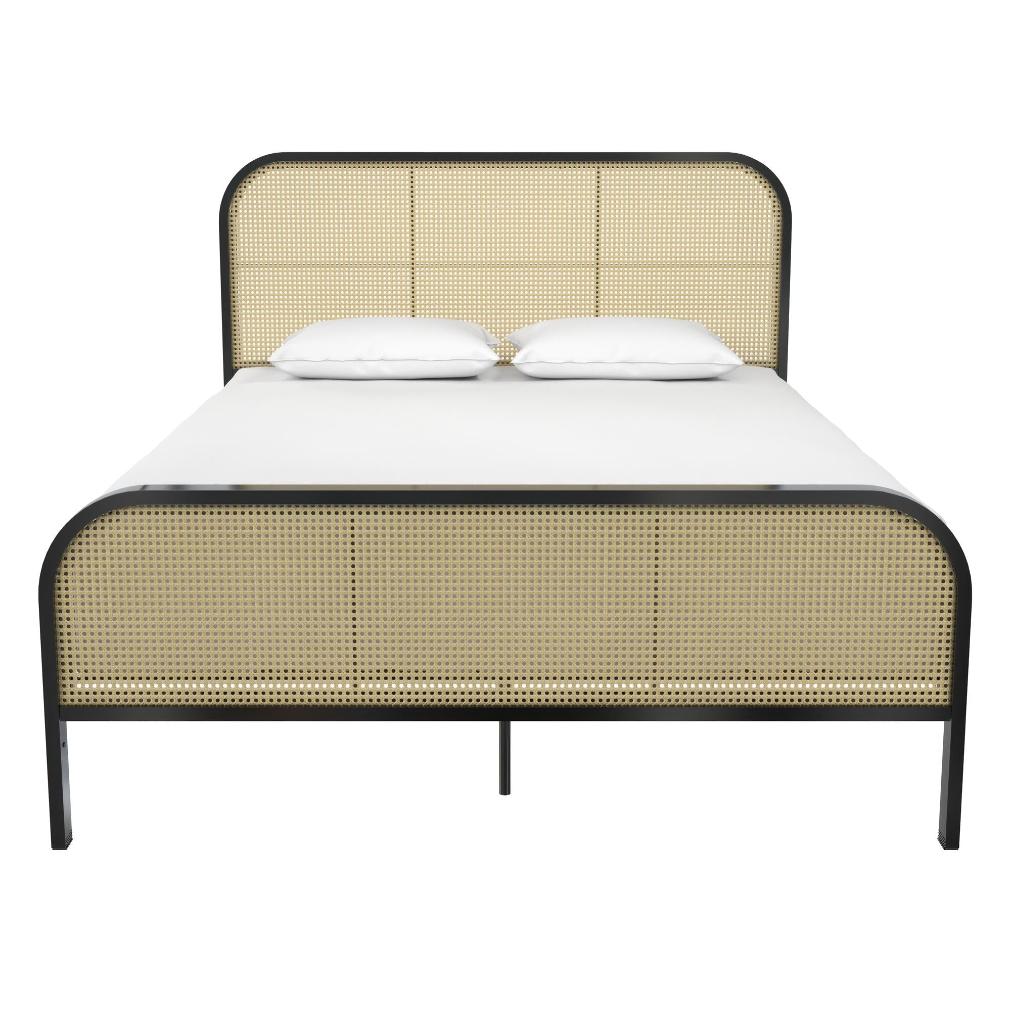 Mr. Kate Roxanne Metal and Cane Bed - Black - Queen