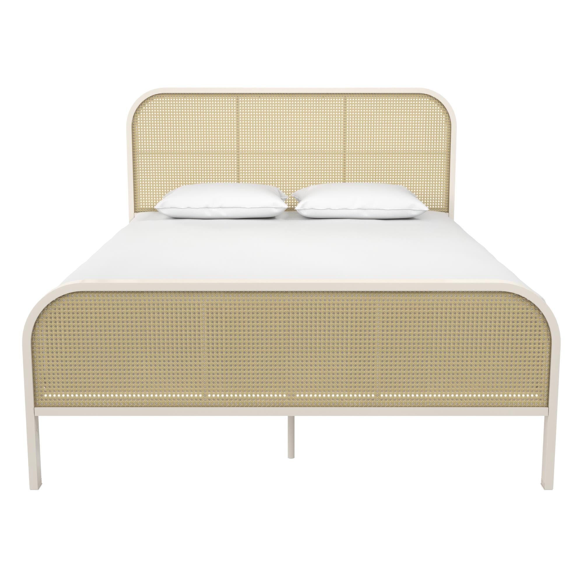 Mr. Kate Roxanne Metal and Cane Bed - Off White - Queen