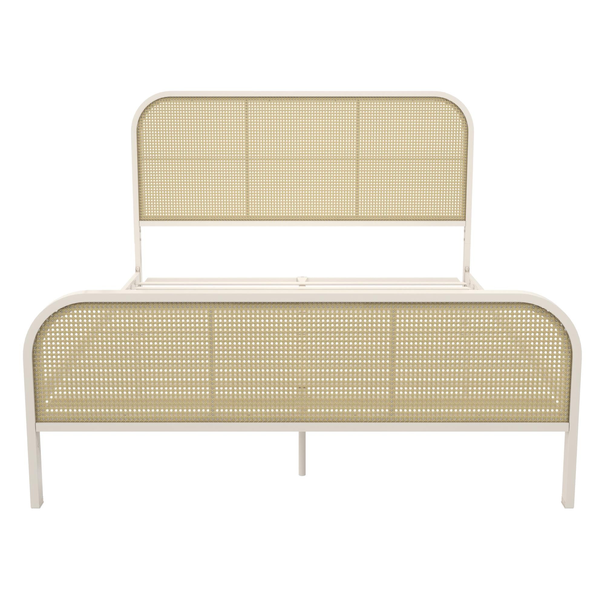 Mr. Kate Roxanne Metal and Cane Bed - Off White - Queen