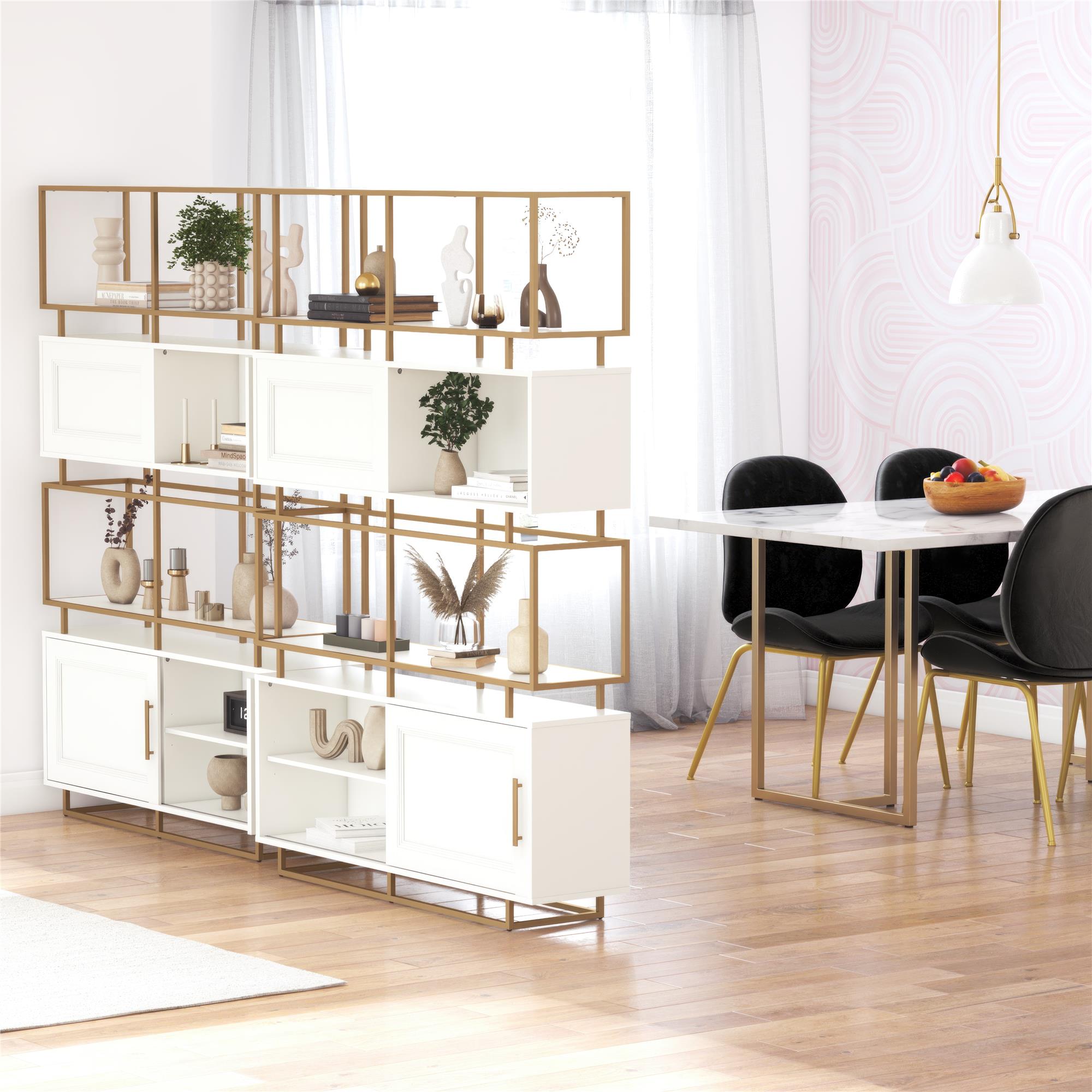 CosmoLiving Goldie Modern Bookcase Room Divider - White