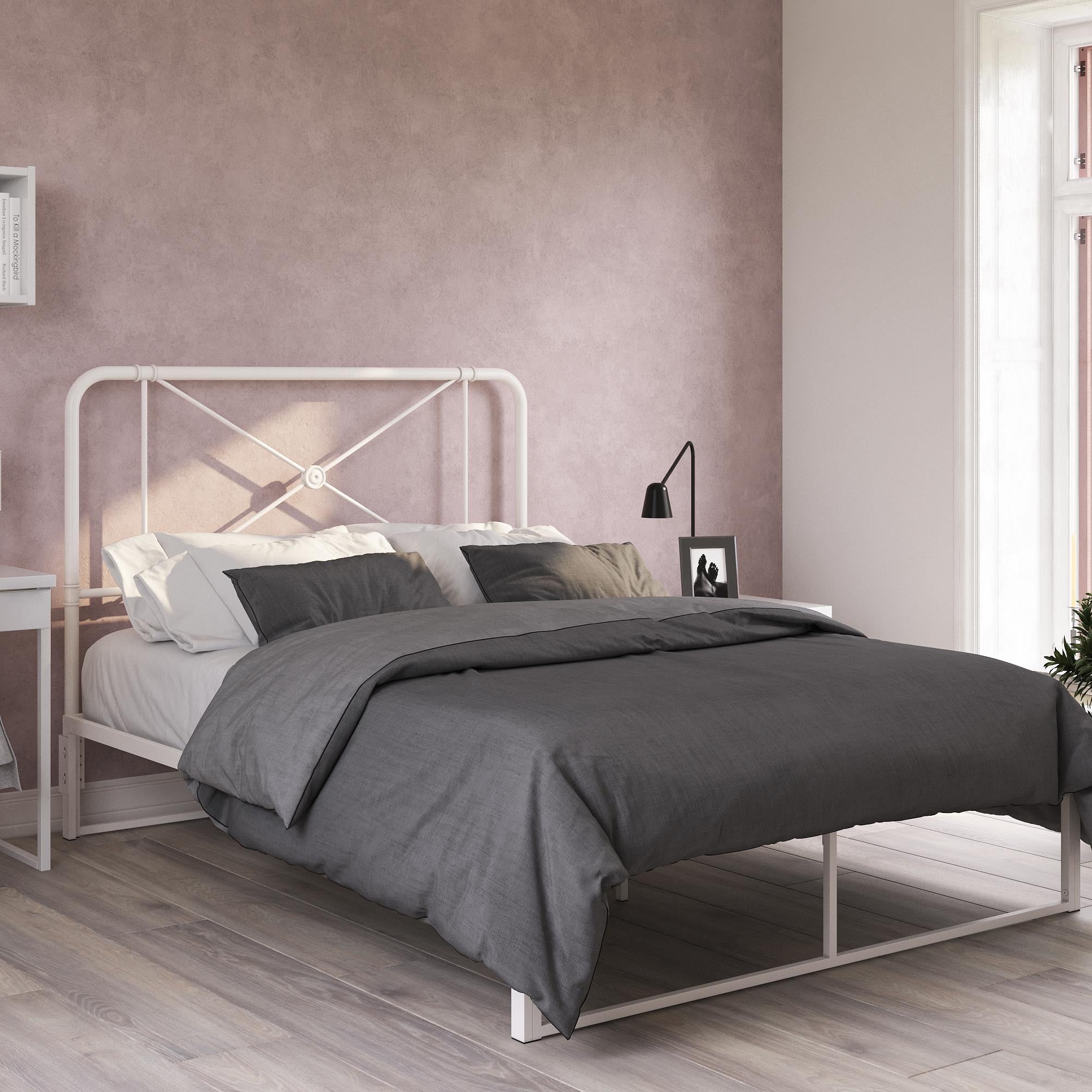 RealRooms Allysa Metal Headboard - White - Full/Queen