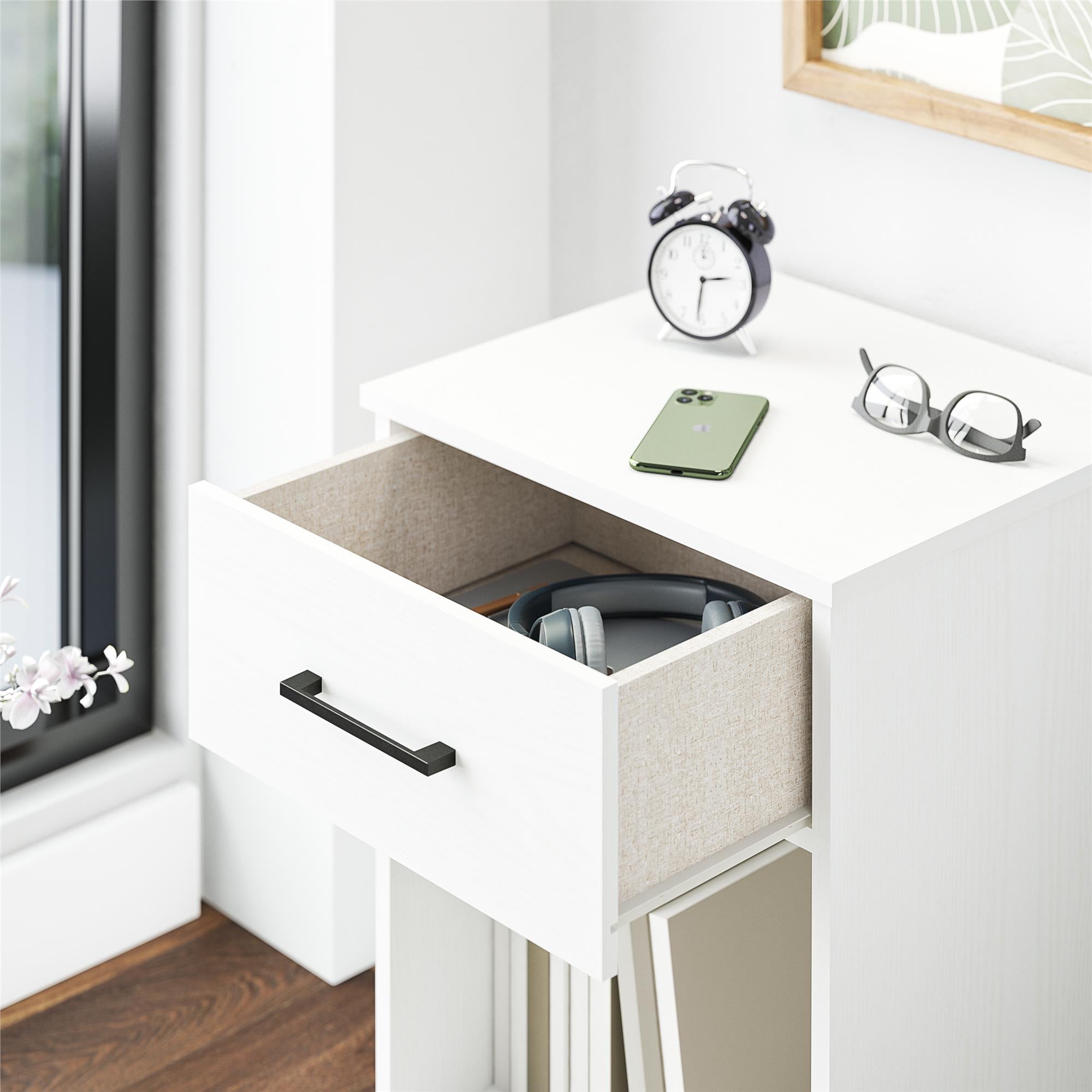 Ameriwood Home BrEZ Build Pearce Nightstand with Drawer - White