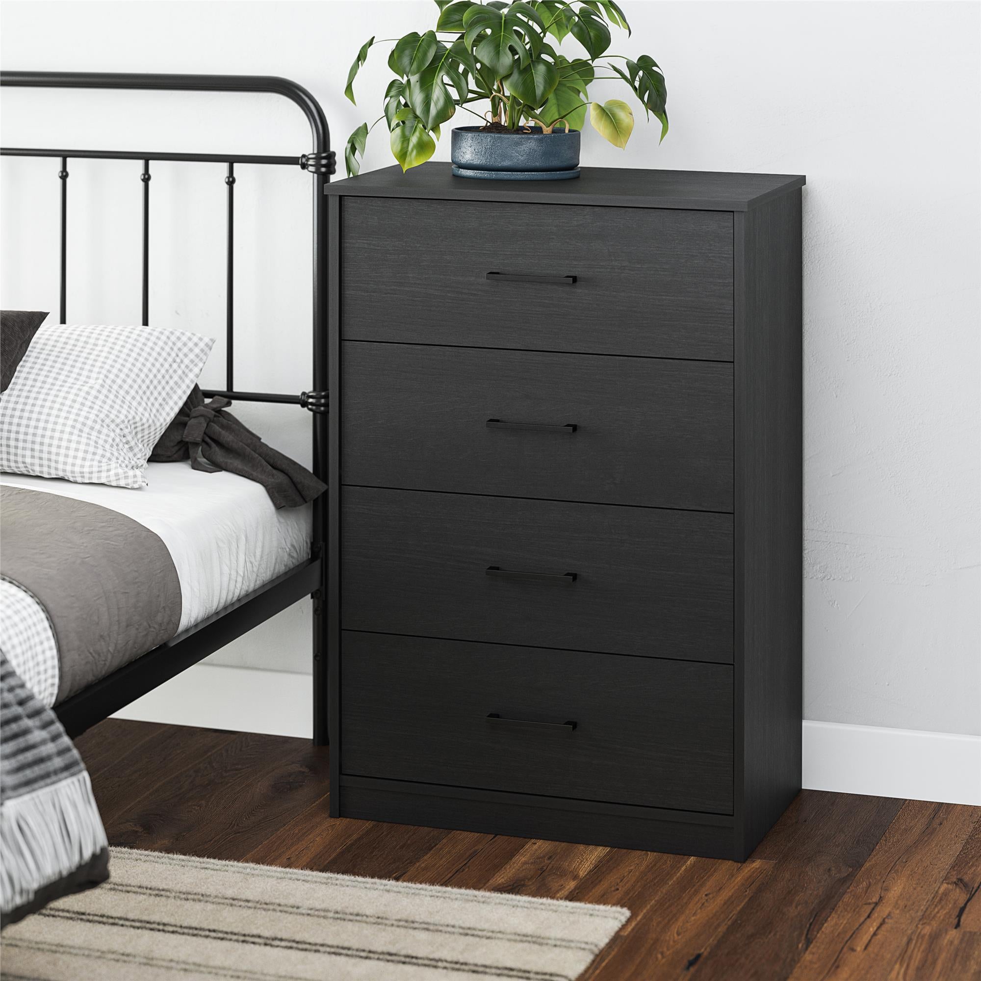 Ameriwood Home BrEZ Build Pearce 4 Drawer Dresser - Black Oak - 4 Drawer