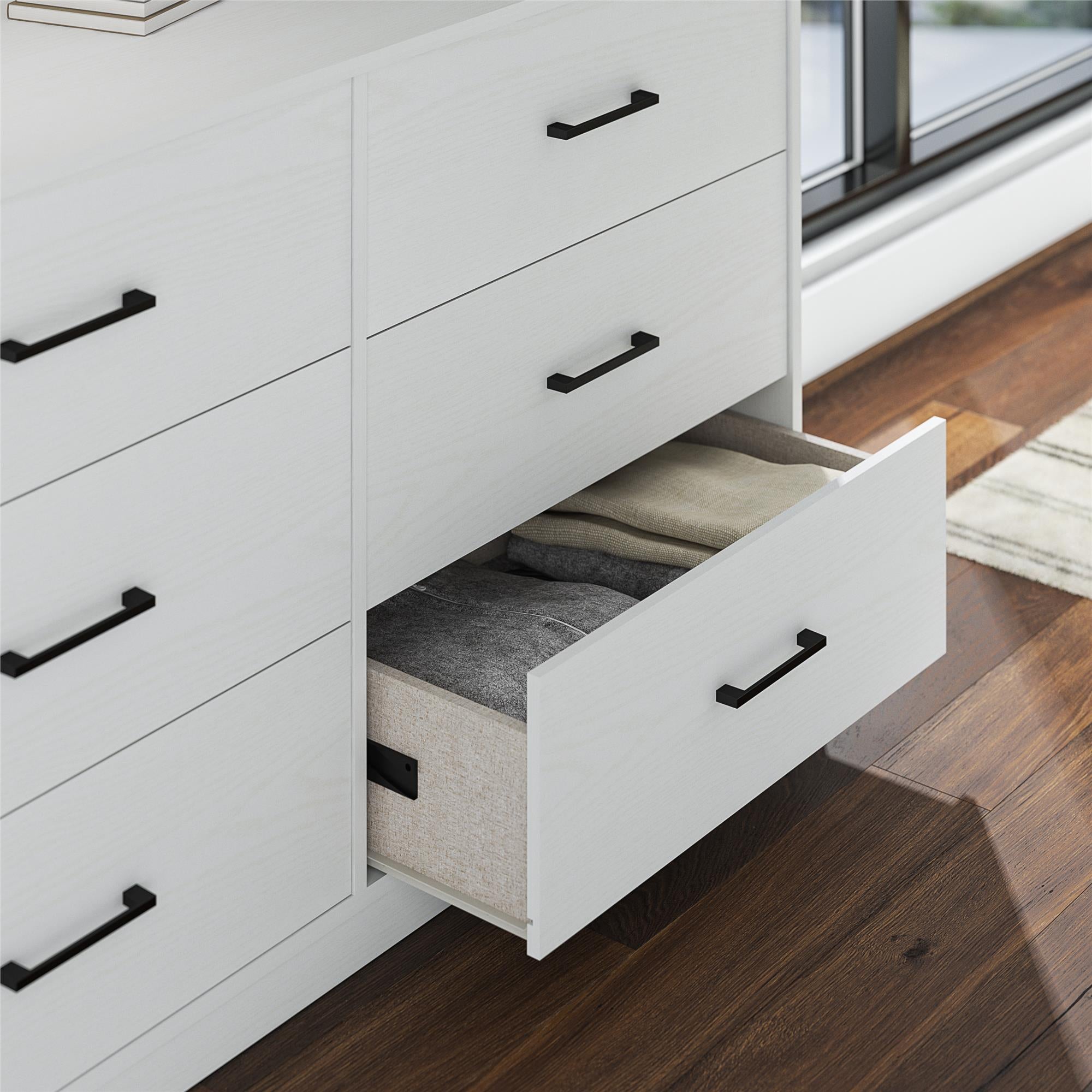 Ameriwood Home BrEZ Build Pearce Wide 6 Drawer Dresser - White - 6 Drawer