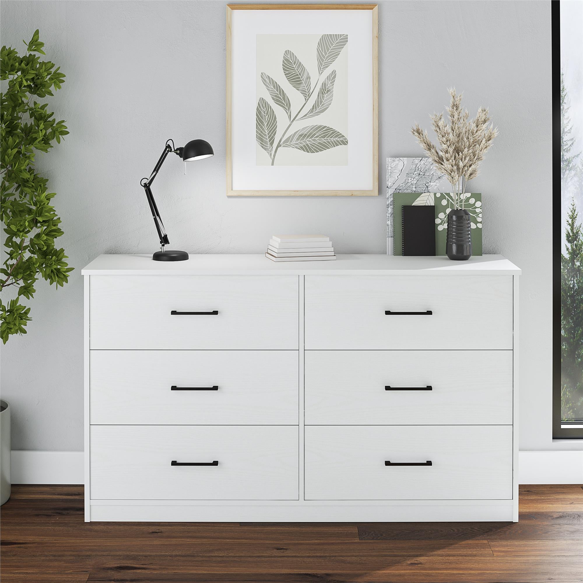 Ameriwood Home BrEZ Build Pearce Wide 6 Drawer Dresser - White - 6 Drawer