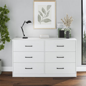 Ameriwood Home BrEZ Build Pearce Wide 6 Drawer Dresser - White - 6 Drawer