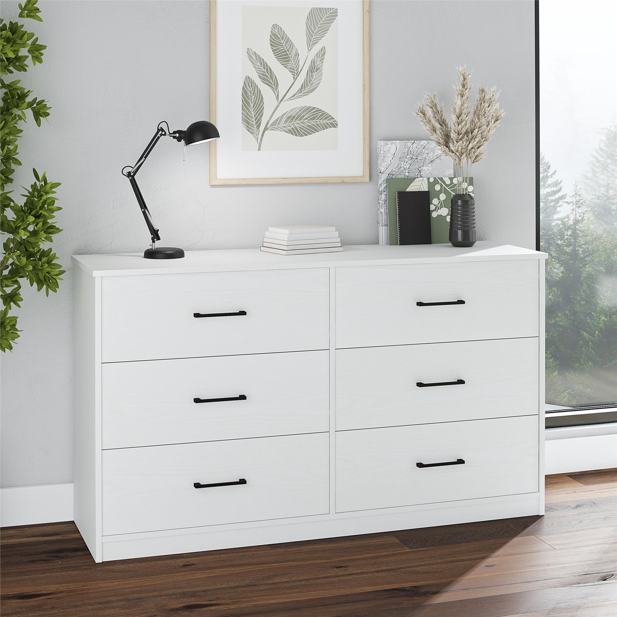 Ameriwood Home BrEZ Build Pearce Wide 6 Drawer Dresser - White - 6 Drawer