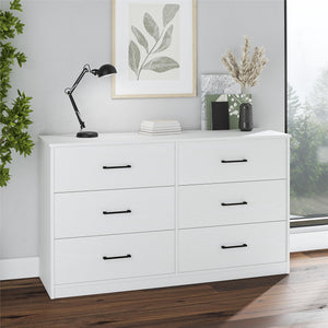 Ameriwood Home BrEZ Build Pearce Wide 6 Drawer Dresser - White - 6 Drawer