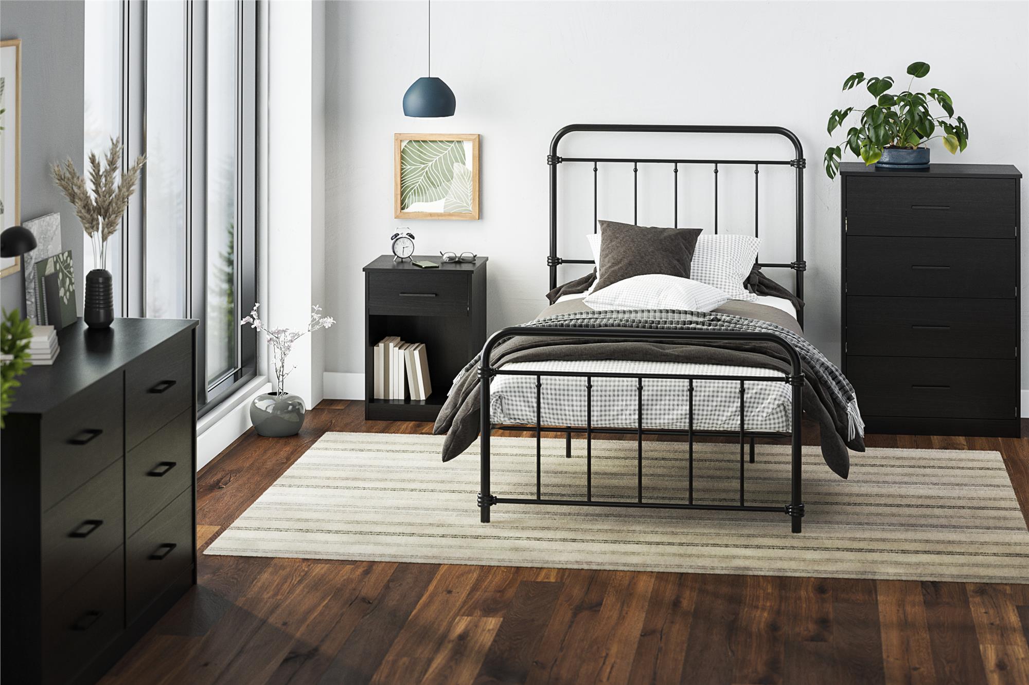 Ameriwood Home BrEZ Build Pearce Wide 6 Drawer Dresser - Black Oak - 6 Drawer