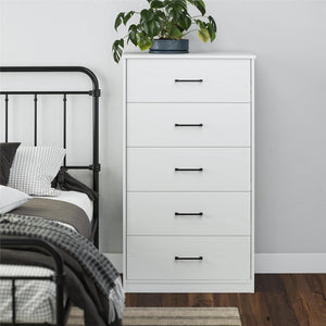 Ameriwood Home BrEZ Build Pearce Tall 5 Drawer Dresser - White - 5 Drawer