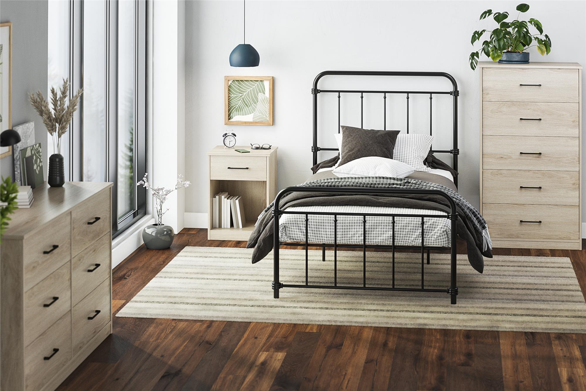 Ameriwood Home BrEZ Build Pearce Tall 5 Drawer Dresser - Blonde Oak - 5 Drawer