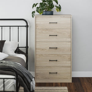 Ameriwood Home BrEZ Build Pearce Tall 5 Drawer Dresser - Blonde Oak - 5 Drawer
