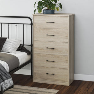 Ameriwood Home BrEZ Build Pearce Tall 5 Drawer Dresser - Blonde Oak - 5 Drawer