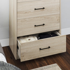 Ameriwood Home BrEZ Build Pearce Tall 5 Drawer Dresser - Blonde Oak - 5 Drawer