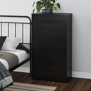 Ameriwood Home BrEZ Build Pearce Tall 5 Drawer Dresser - Black Oak - 5 Drawer