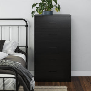 Ameriwood Home BrEZ Build Pearce Tall 5 Drawer Dresser - Black Oak - 5 Drawer