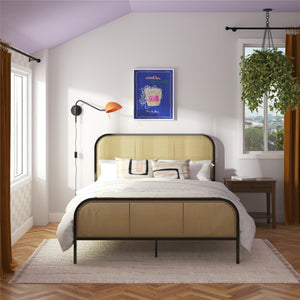 Mr. Kate Roxanne Metal and Cane Bed - Black - Queen