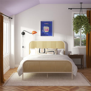 Mr. Kate Roxanne Metal and Cane Bed - Off White - Queen