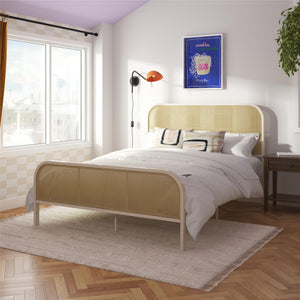 Mr. Kate Roxanne Metal and Cane Bed - Off White - Queen